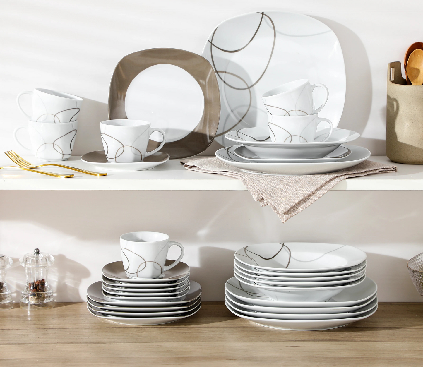 Vaisselle porcelaine 6 personnes - NIKITA - 30 pièces