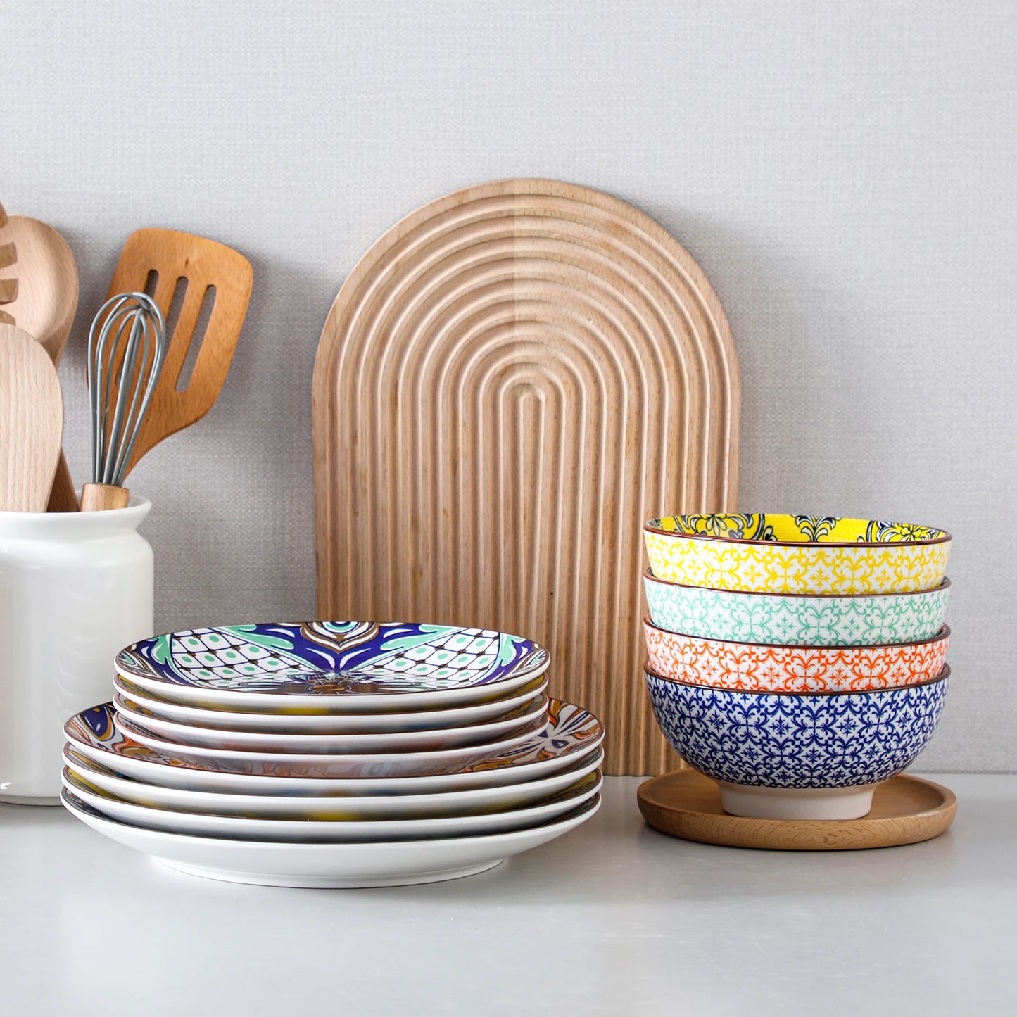 Vaisselle porcelaine 4/8 personnes - JASMIN - 24 pièces