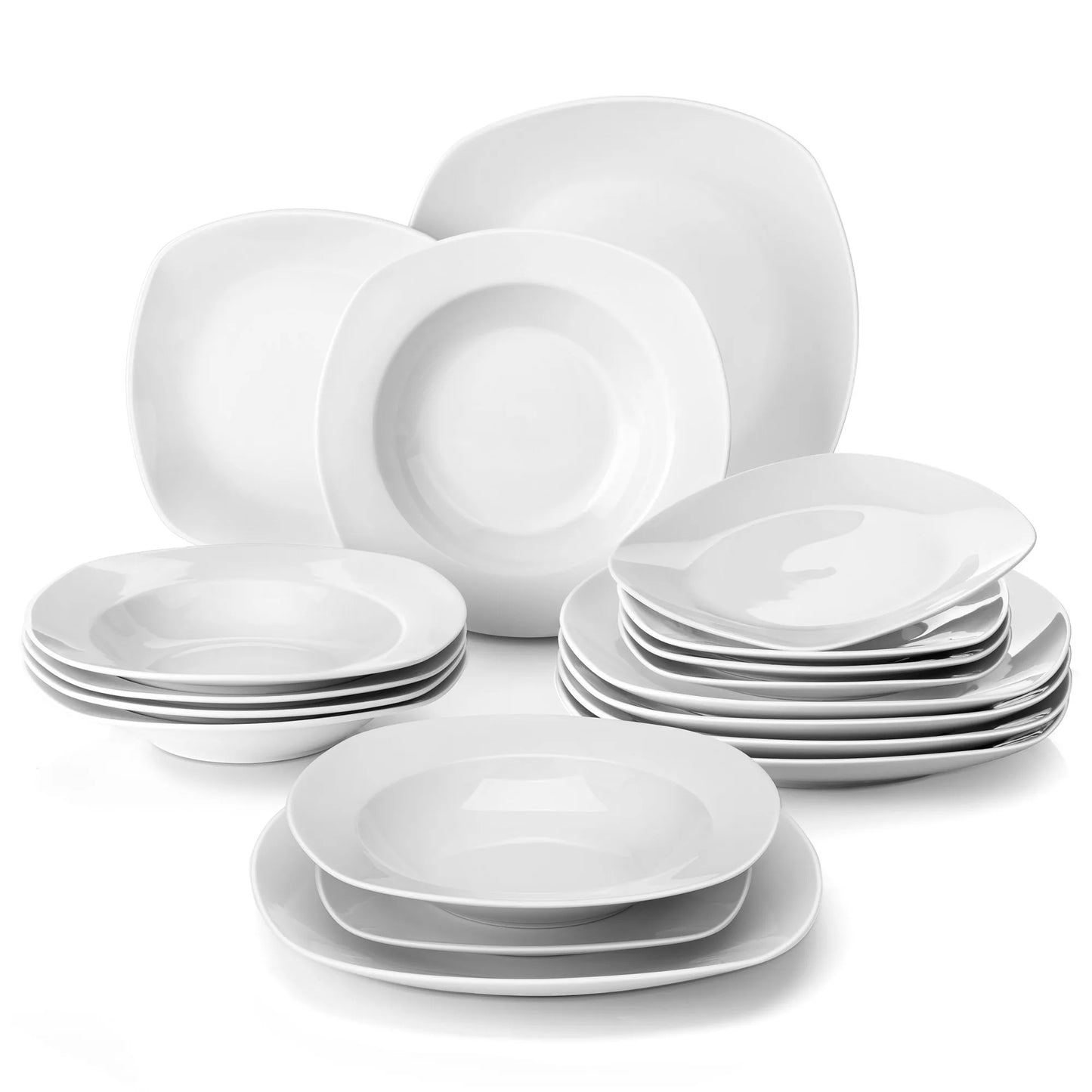 Vaisselle porcelaine 6 personnes - ELSA - 18 pièces