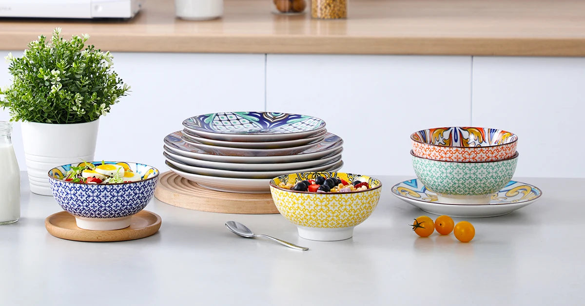Vaisselle porcelaine 4/8 personnes - JASMIN - 24 pièces