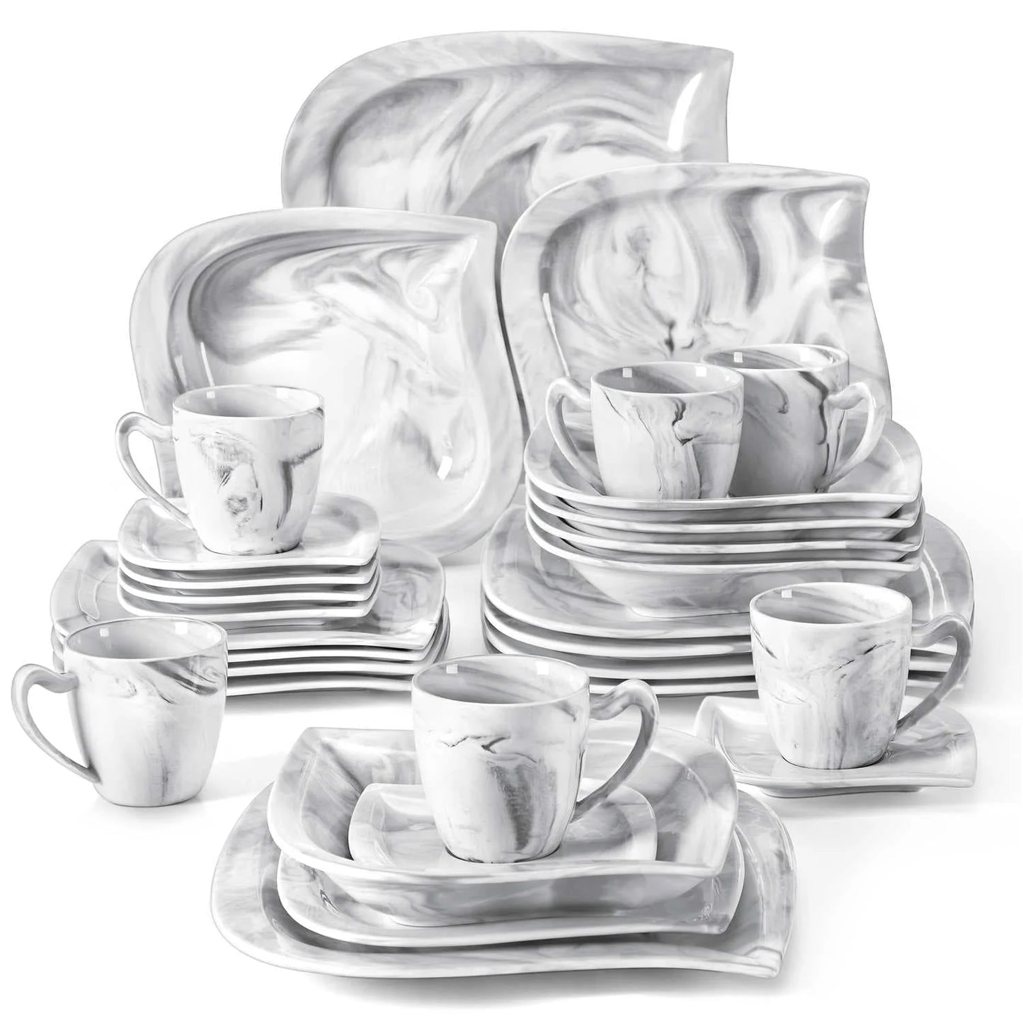 Vaisselle porcelaine 6/12 personnes - ELVIRA - 30 à 60 pièces