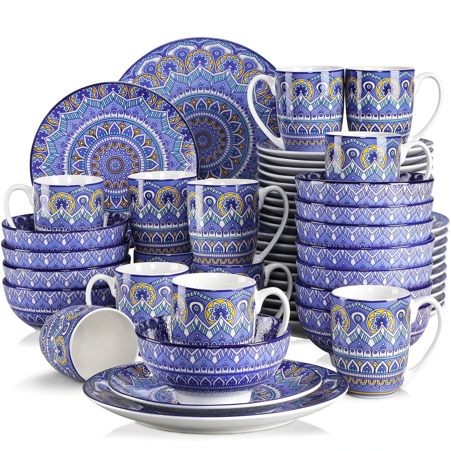 Vaisselle porcelaine 4/12 personnes - MANDALA - 16 à 48 pièces