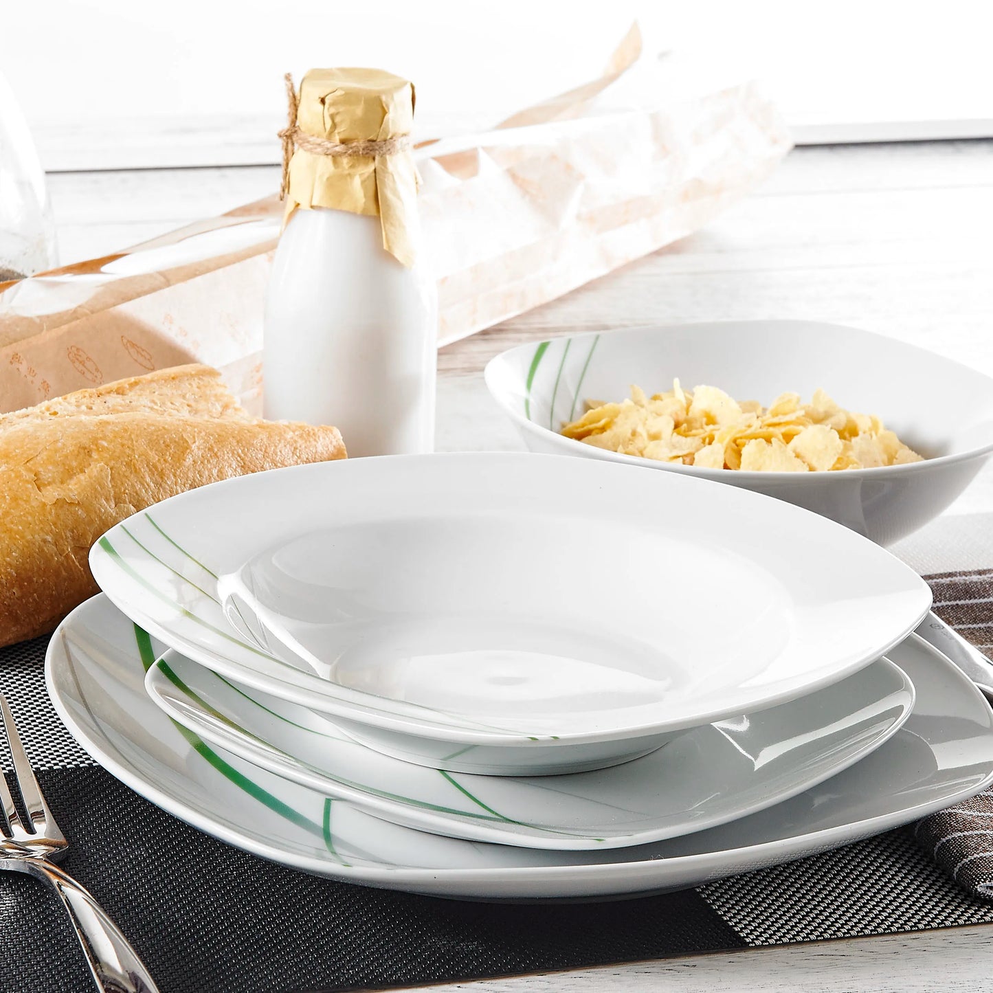 Vaisselle porcelaine 6/12 personnes - AVIVA - 24 à 48 pièces