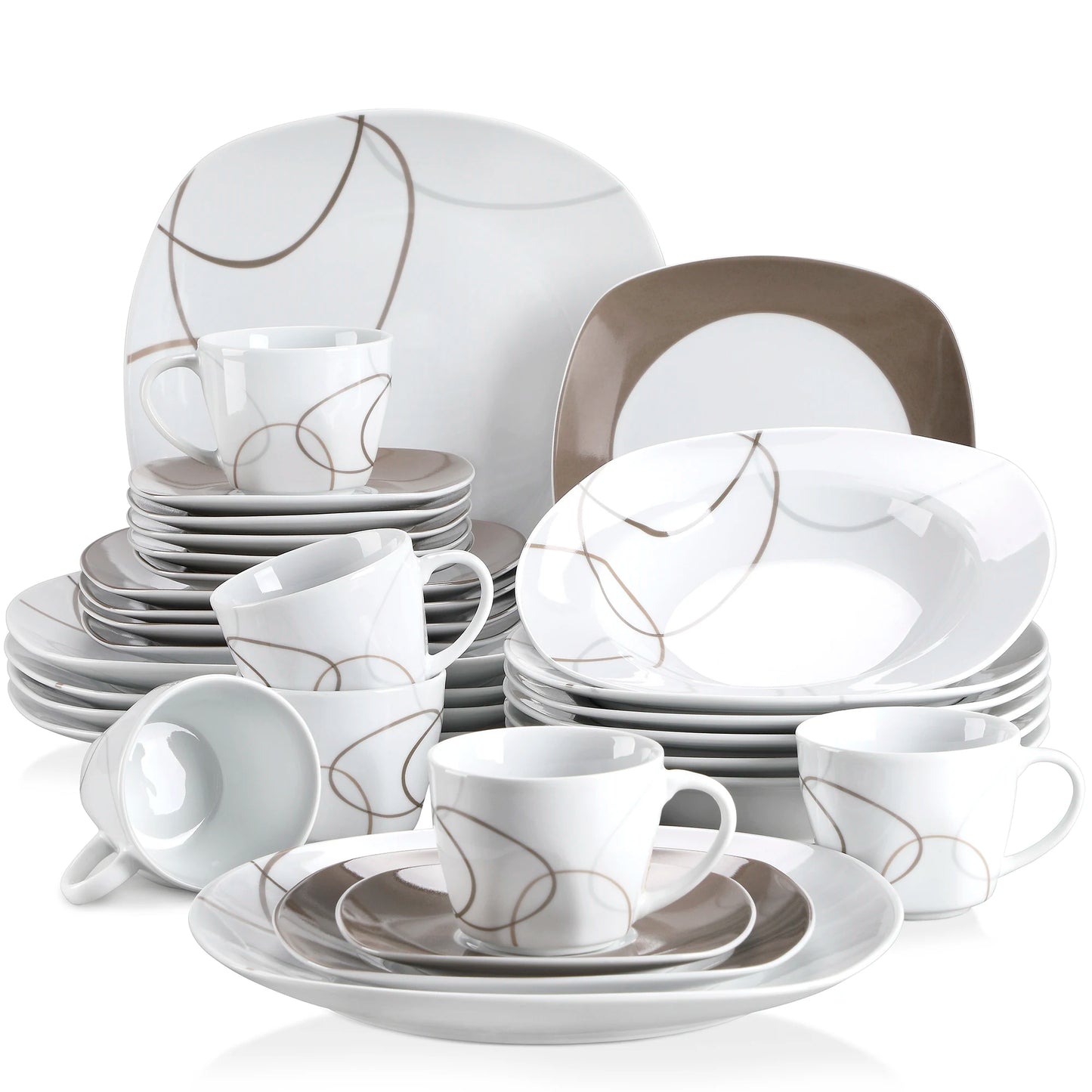 Vaisselle porcelaine 6 personnes - NIKITA - 30 pièces