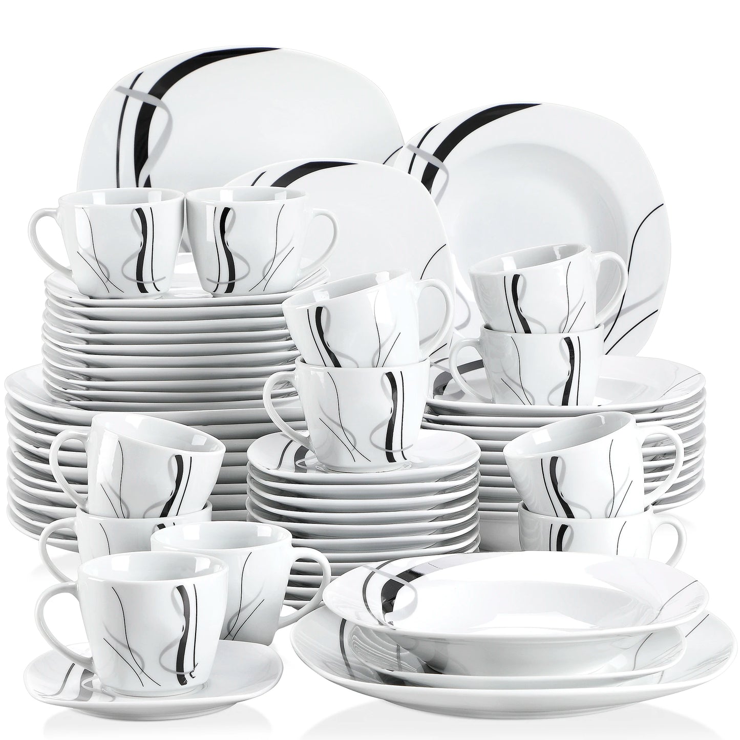 Vaisselle porcelaine 6/12 personnes - FIONA - 30 à 60 pièces