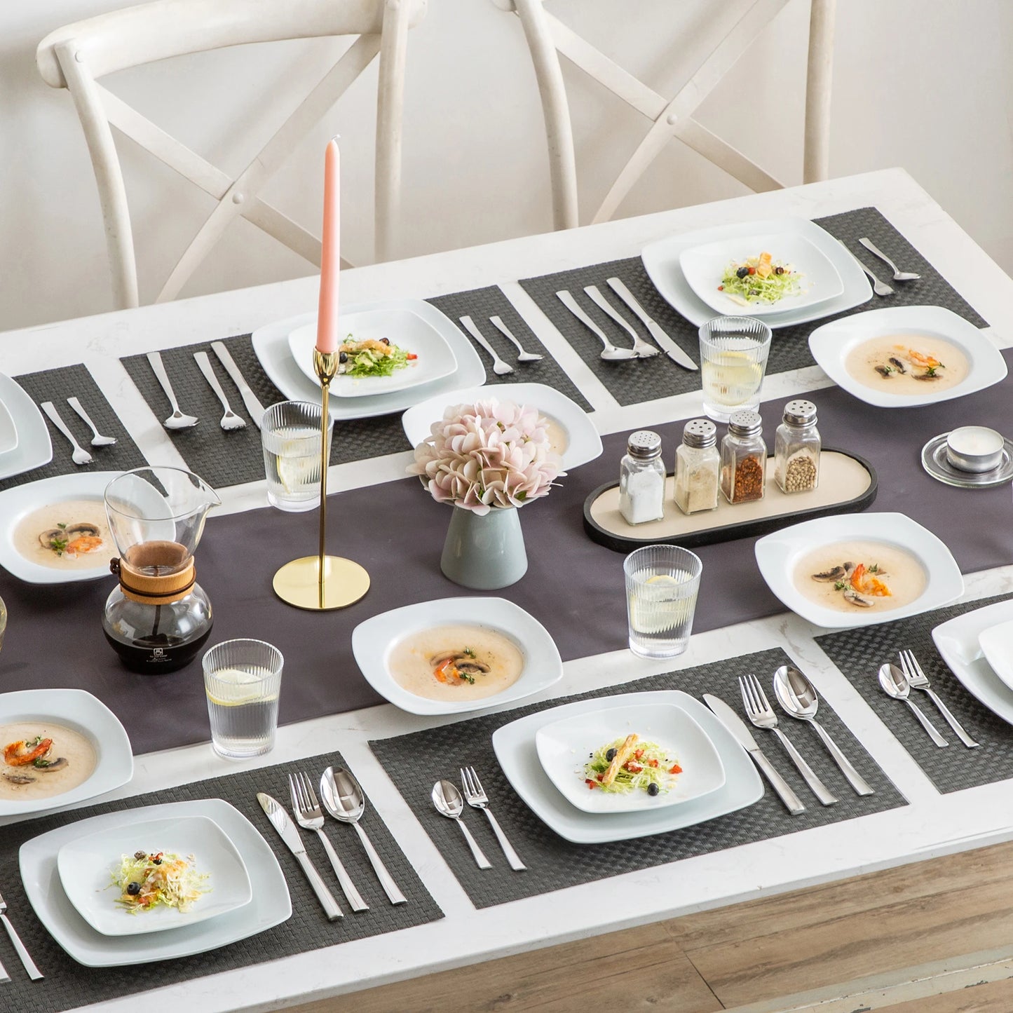 Vaisselle porcelaine 6 personnes - JULIA - 30 pièces