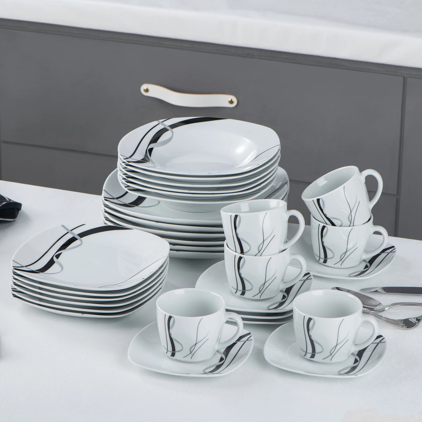 Vaisselle porcelaine 6/12 personnes - FIONA - 30 à 60 pièces