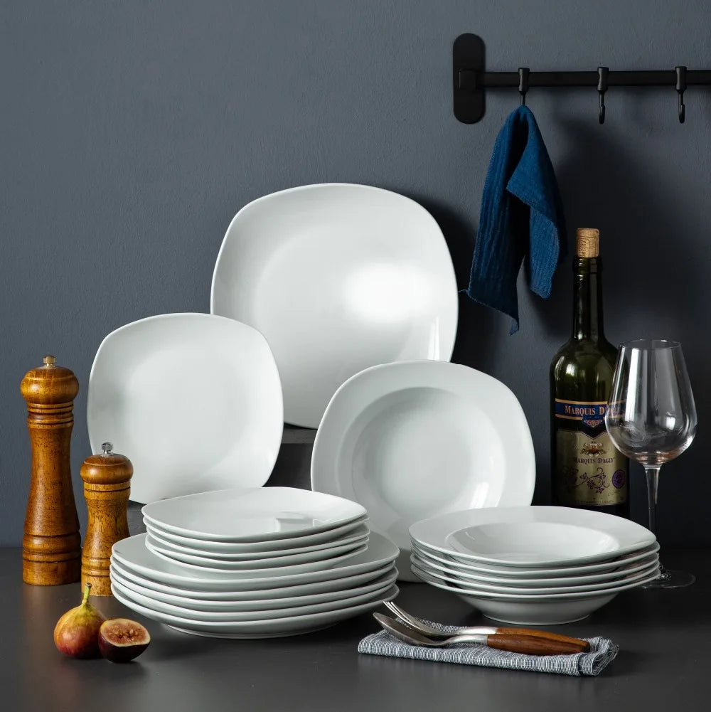 Vaisselle porcelaine 6 personnes - ELSA - 18 pièces