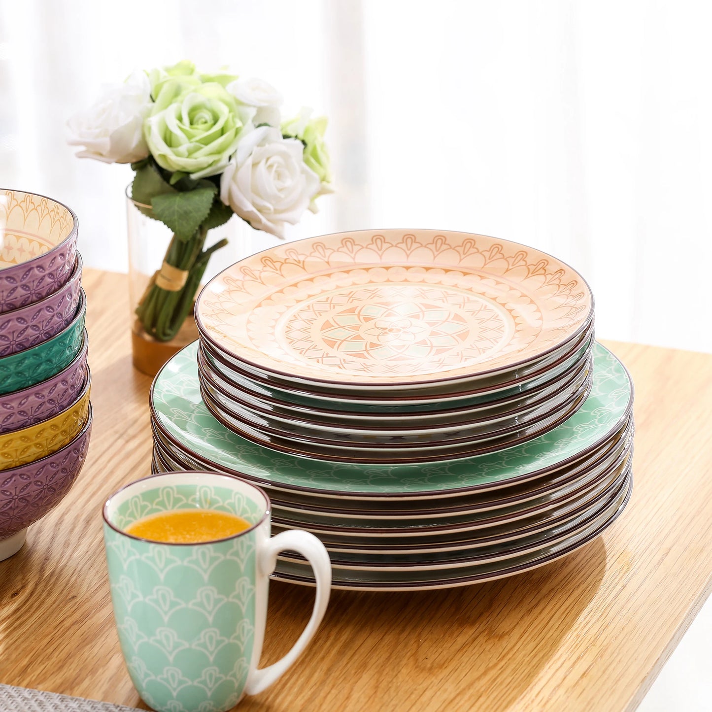 Vaisselle porcelaine 4/12 personnes - TULIP - 16 à 48 pièces