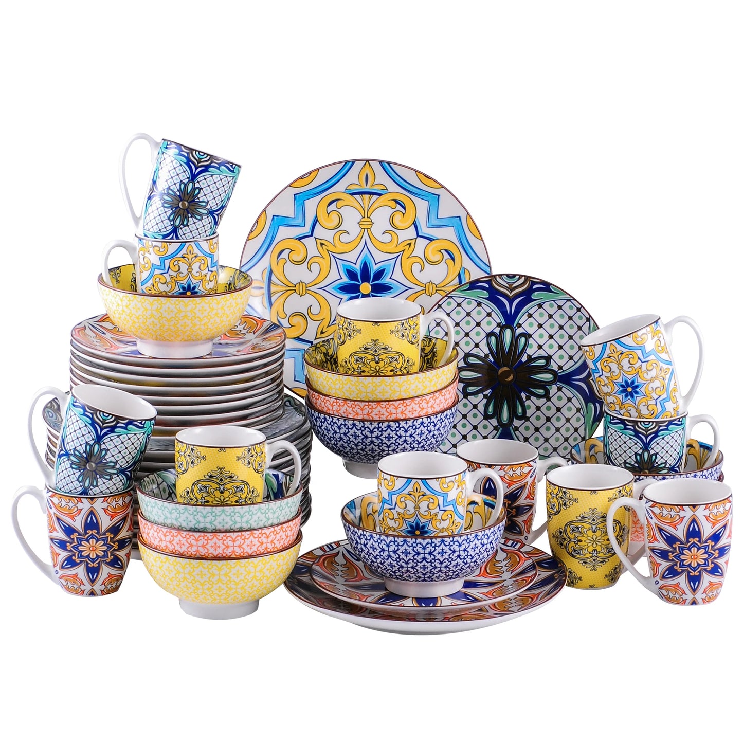 Vaisselle céramique 4/12 personnes - JASMINE 16 à 48 pièces