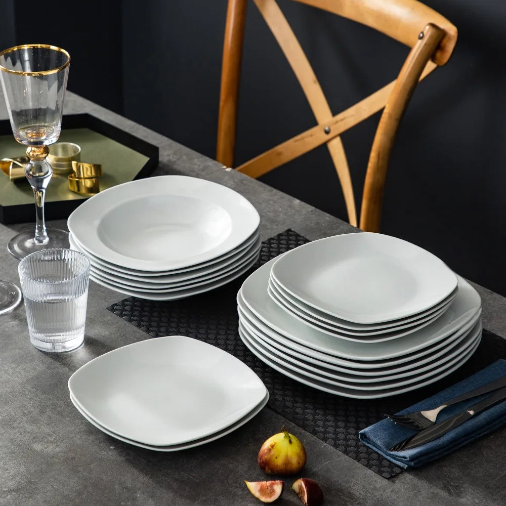 Vaisselle porcelaine 6 personnes - ELSA - 18 pièces