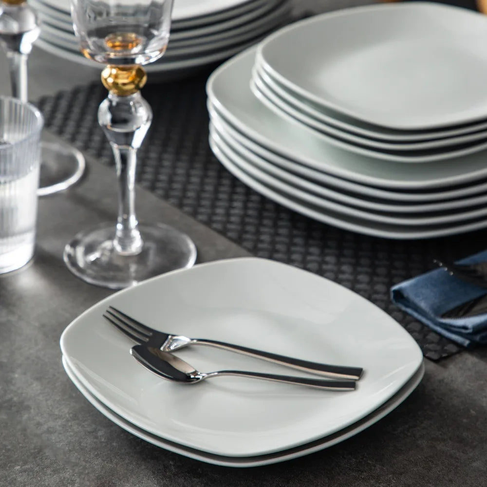 Vaisselle porcelaine 6 personnes - ELSA - 18 pièces