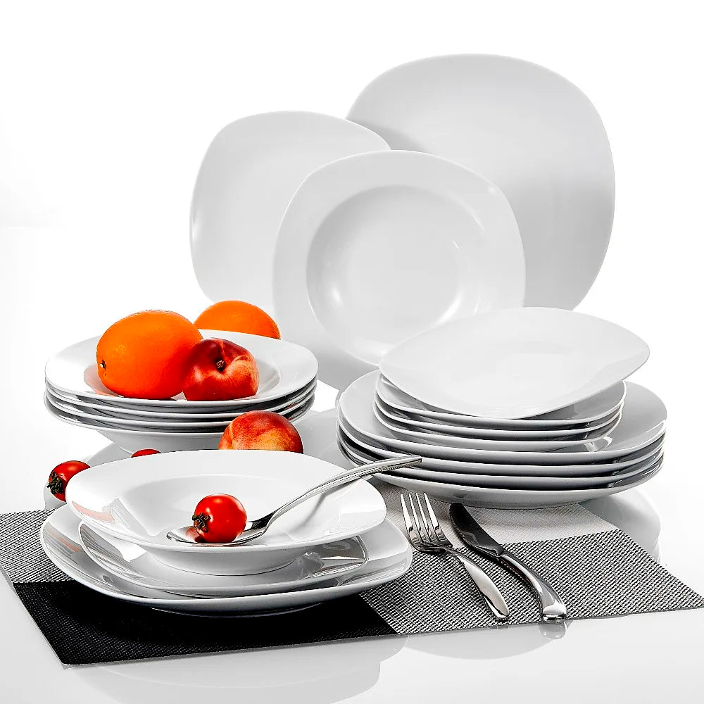 Vaisselle porcelaine 6 personnes - ELSA - 18 pièces