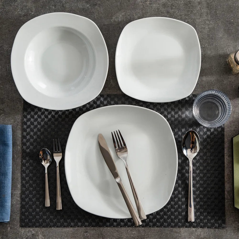Vaisselle porcelaine 6 personnes - ELSA - 18 pièces