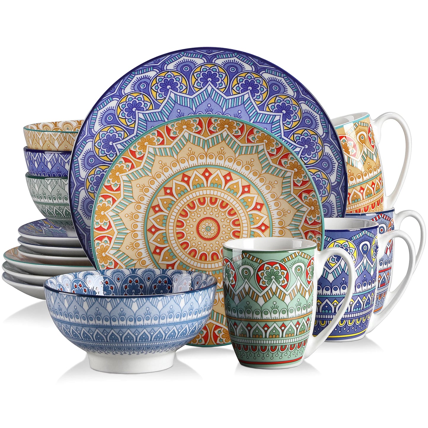 Vaisselle porcelaine 4/12 personnes - MANDALA - 16 à 48 pièces