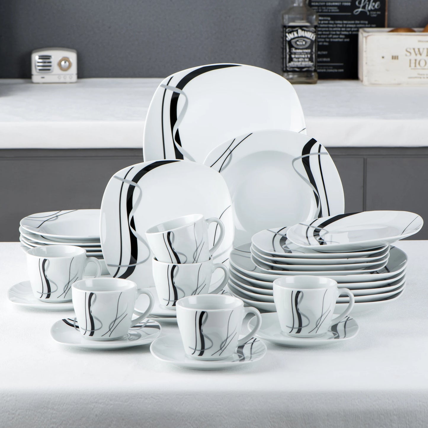 Vaisselle porcelaine 6/12 personnes - FIONA - 30 à 60 pièces