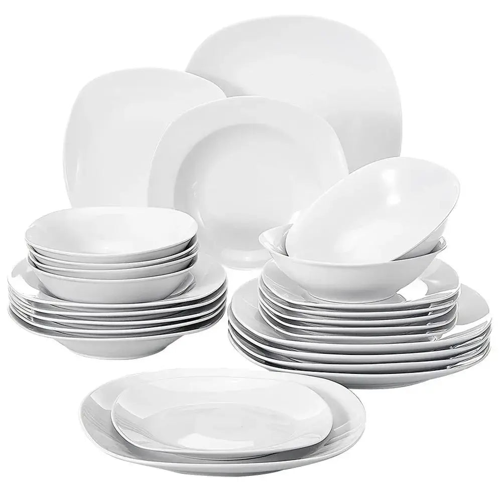 Vaisselle porcelaine 6 personnes - ELSA - 24 pièces