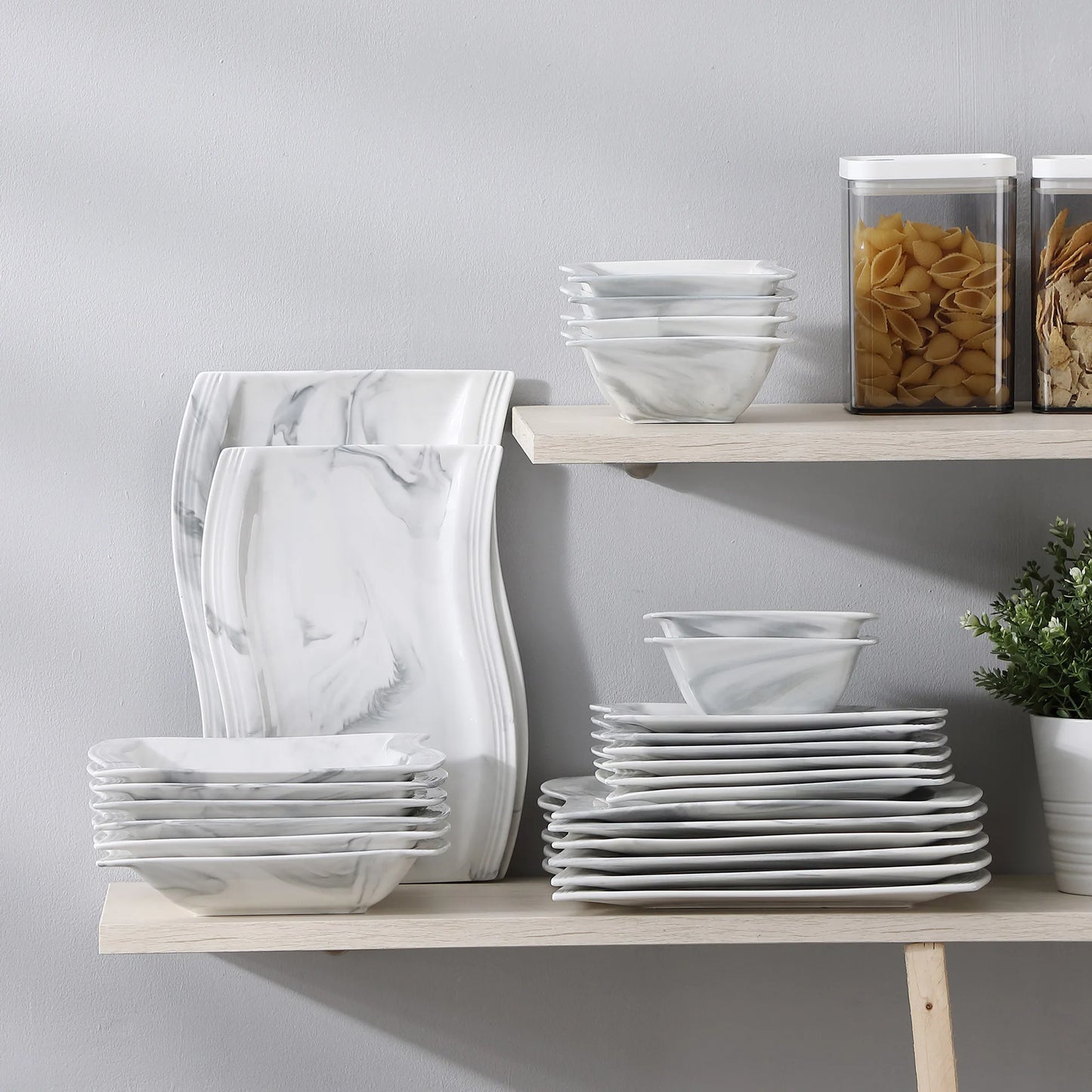 Vaisselle porcelaine 6 personnes - FLORA - 26 pièces