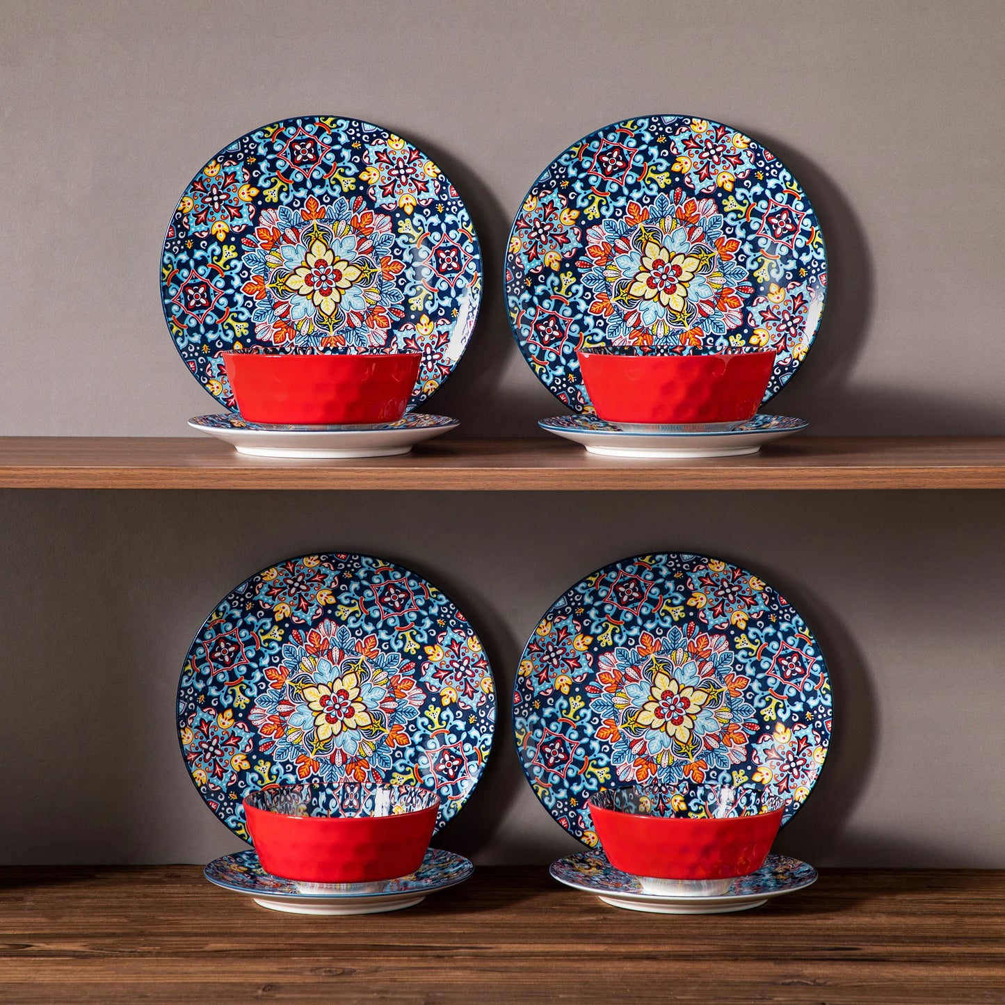 Vaisselle porcelaine 4/8 personnes - BOHO - 12 à 24 pièces