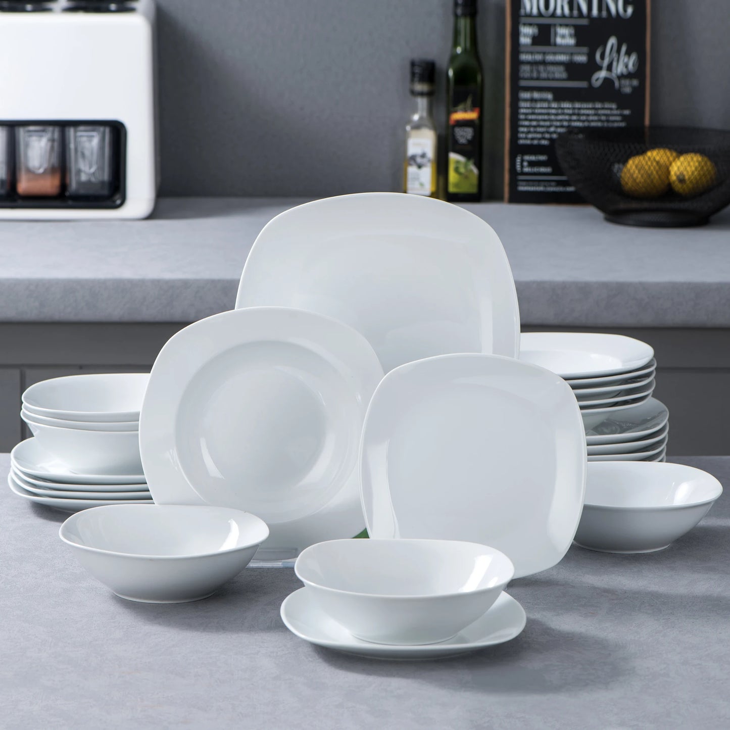 Vaisselle porcelaine 6 personnes - ELSA - 24 pièces