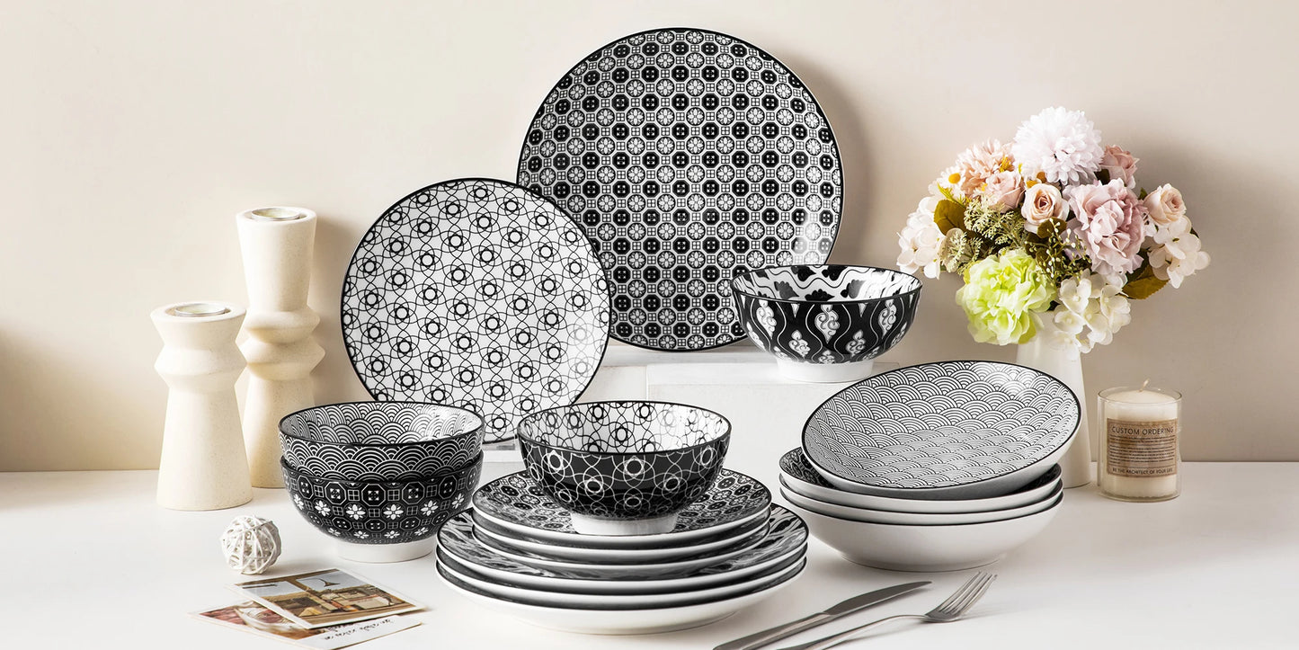 Vaisselle porcelaine 4/8 personnes - HAKURA - 12 à 32 pièces