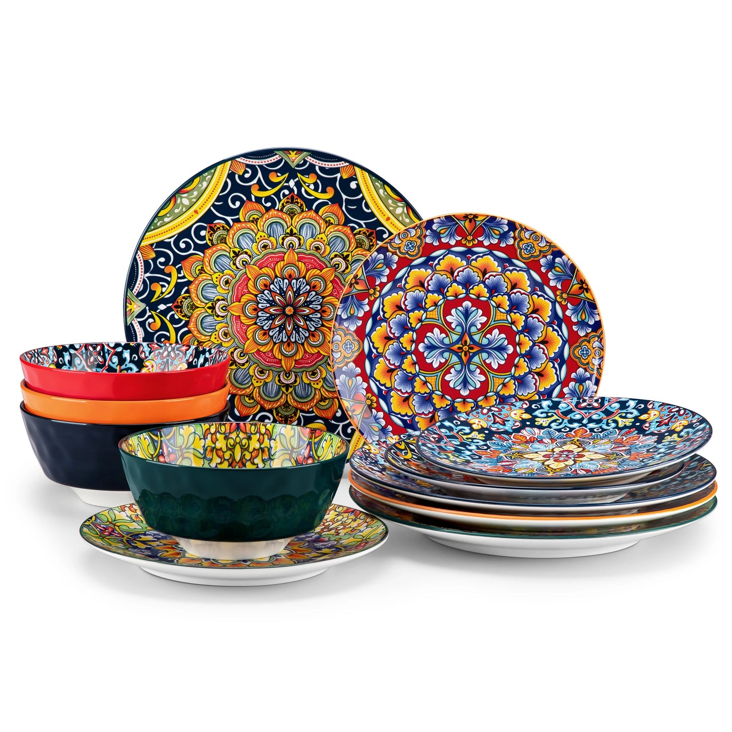 Vaisselle porcelaine 4/8 personnes - BOHO - 12 à 24 pièces