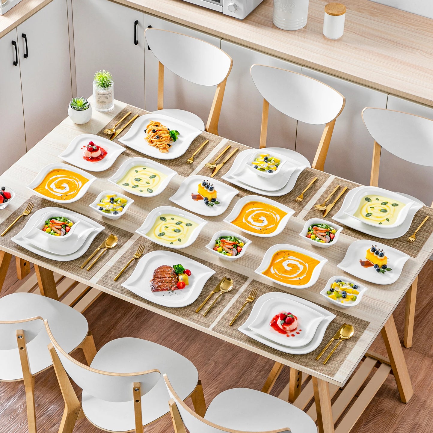 Vaisselle porcelaine 6/12 personnes IVORY - 24 à 48 pièces