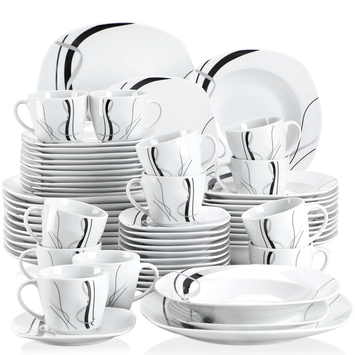 Vaisselle porcelaine 6/12 personnes - FIONA - 30/60 pièces Novia Home 1417560PIECE200007763201336101