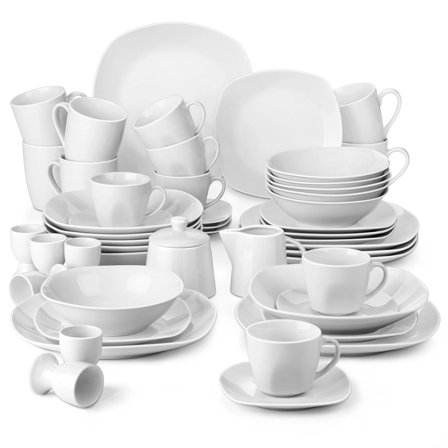 Vaisselle porcelaine 6 personnes - ELSA 50 pièces