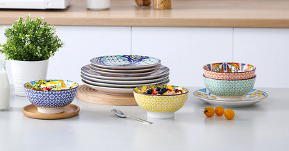 Vaisselle porcelaine 4/8 personnes - JASMIN - 24 pièces