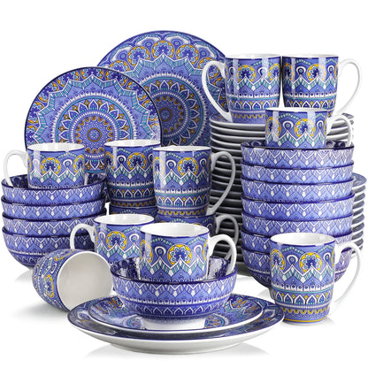 Vaisselle porcelaine 4/12 personnes - MANDALA - 16 à 48 pièces