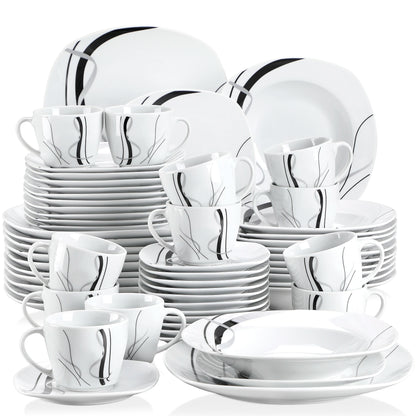 Vaisselle porcelaine 6/12 personnes - FIONA - 30 à 60 pièces
