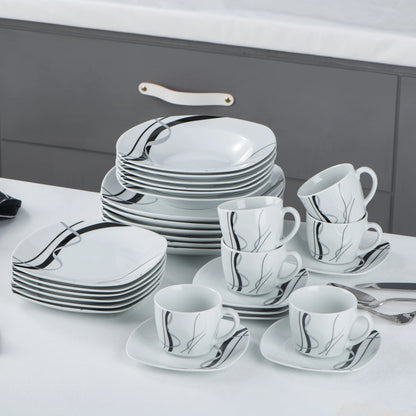 Vaisselle porcelaine 6/12 personnes - FIONA - 30 à 60 pièces