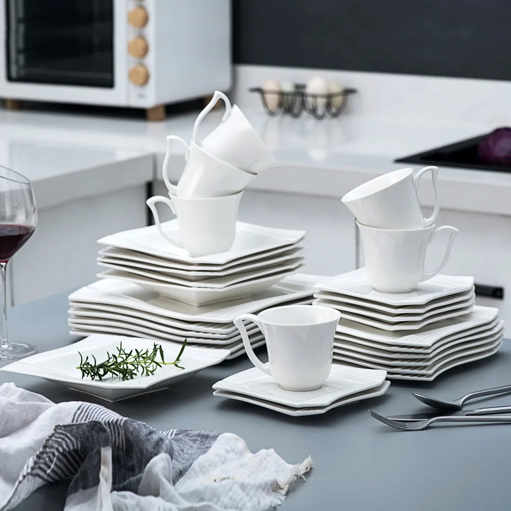 Vaisselle porcelaine 6/12 personnes - AMPARO 30 à 60 pièces