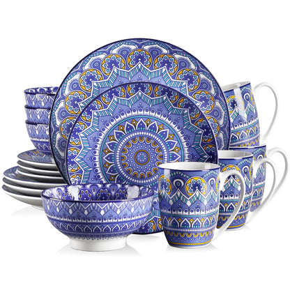 Vaisselle porcelaine 4/12 personnes - MANDALA - 16 à 48 pièces
