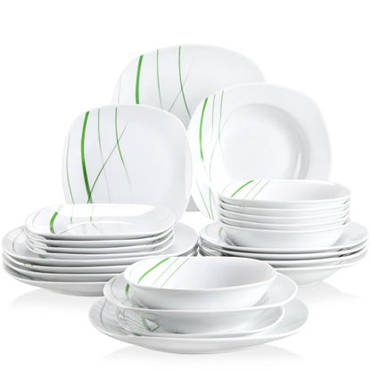 Vaisselle porcelaine 6/12 personnes - AVIVA - 24 à 48 pièces
