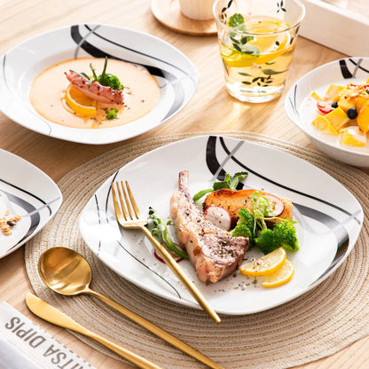 Vaisselle porcelaine 6 personnes - FIONA - 24 pièces