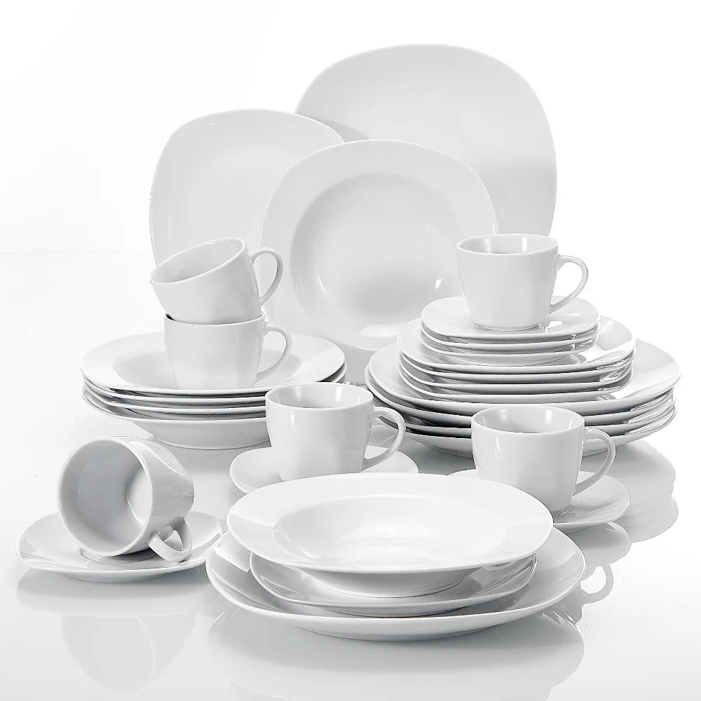 Vaisselle porcelaine 6 personnes - ELSA - 30 pièces