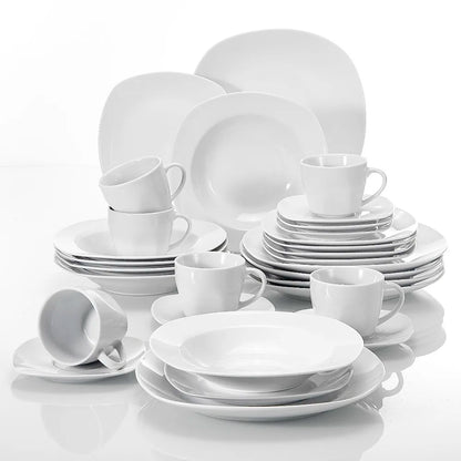 Vaisselle porcelaine 6 personnes - ELSA - 30 pièces