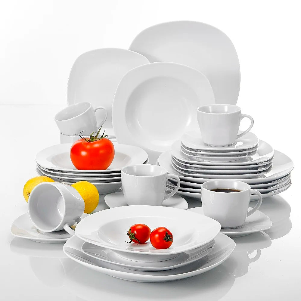 Vaisselle porcelaine 6 personnes - ELSA - 30 pièces