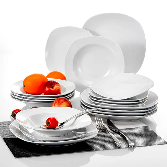 Vaisselle porcelaine 6 personnes - ELSA - 18 pièces