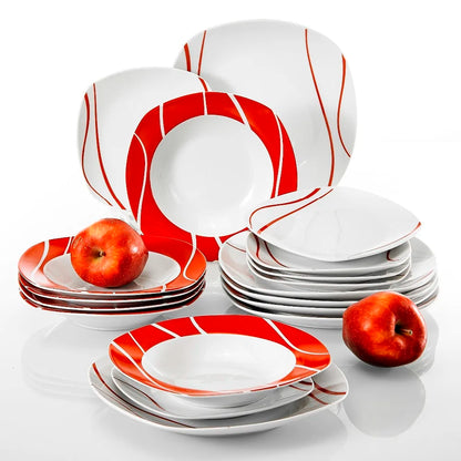 Vaisselle porcelaine 6 personnes - FELISA 18 pièces