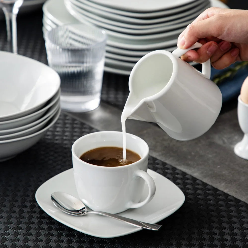 Vaisselle porcelaine 6 personnes - ELSA 50 pièces
