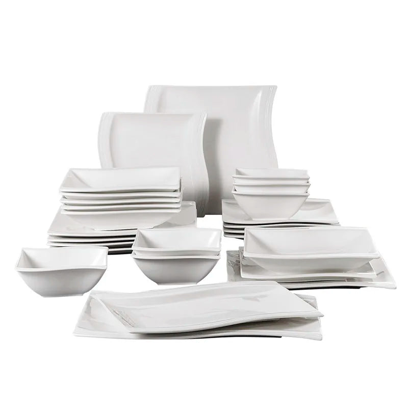 Vaisselle porcelaine 6 personnes - FLORA 26 pièces