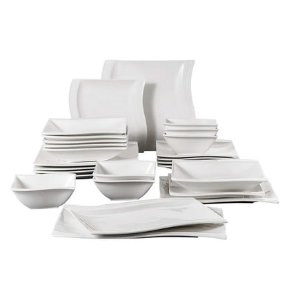 Vaisselle porcelaine 6 personnes - FLORA 26 pièces