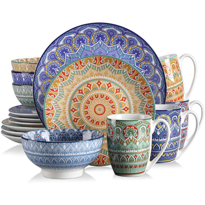 Vaisselle porcelaine 4/12 personnes - MANDALA - 16 à 48 pièces