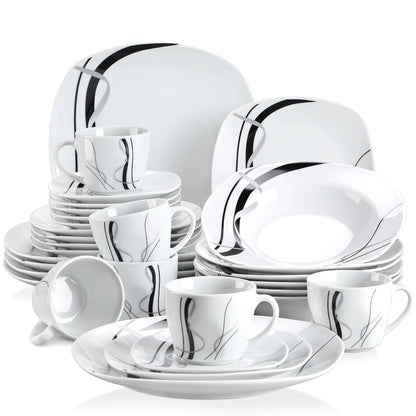 Vaisselle porcelaine 6/12 personnes - FIONA - 30 à 60 pièces