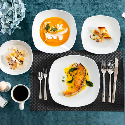 Vaisselle porcelaine 6 personnes - ELSA 50 pièces
