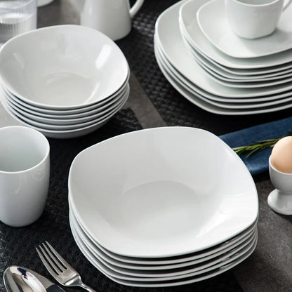Vaisselle porcelaine 6 personnes - ELSA 50 pièces