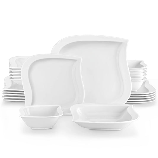 Vaisselle porcelaine 6/12 personnes IVORY - 24 à 48 pièces